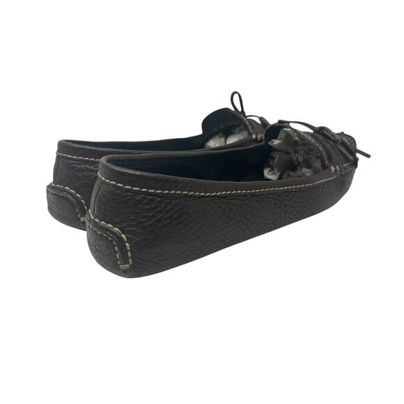 Prada Vintage Driving Shoe Loafer Flats Pebble Leather Tassel Brown Size 37 US 7 - Picture 6 of 15